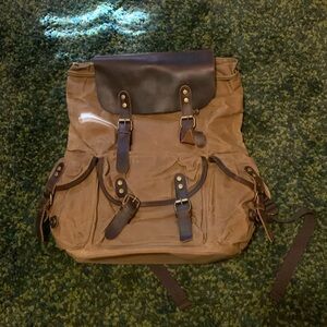 Tough canvas and leather backpack